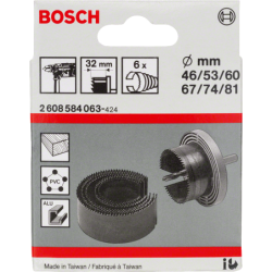 Set de 6 scies cloches Bosch avec foret de centrage diamètre 46 à 81 mm