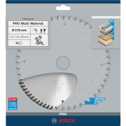 Lame scie circulaire Bosch multi-matériaux diamètre 216 mm alésage 30 mm 80 dents