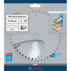 Lame de scie circulaire Bosch Multi Material 160x20 mm 42 dents