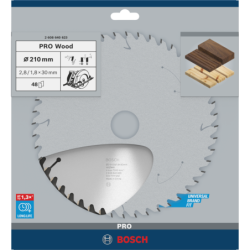 Lame scie circulaire Bosch Optiline Wood tout bois diamètre 210 mm alésage 30 mm 48 dents