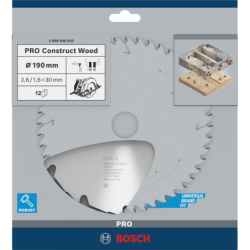 Lame de scie circulaire construct wood 190 x 30 mm 12 dents (résistante aux clous)