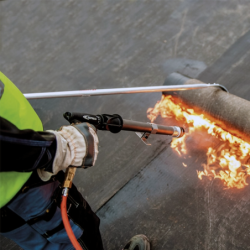 Canne d'étancheur pour dérouler les rouleaux bitumeux