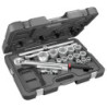 Coffret 18 pièces douilles 6 pans 3/4 spécial poids lourds diamètre 19 à 55 mm