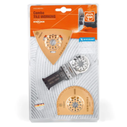Ensemble 3 accessoires Starlock spécial carrelage salle de bain pour outil multifonctions - Fein