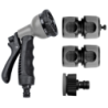 Ensemble universel pour arrosage - Pistolet multifonctions et raccords 13-19 mm - Bi-matière noir