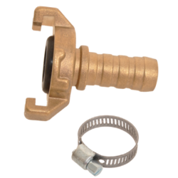 Raccord express cannelé avec joint et collier pour tuyau arrosage - Diamètre 16 mm - Fitt - Laiton