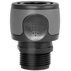 Raccord mâle 20/27 3/4 avec connexion femelle automatique tuyau arrosage - Plastique noir