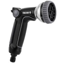 Pistolet d'arrosage multi jets - 9 jets - Bi matière Métal - Techn'O Fitt - Noir et gris
