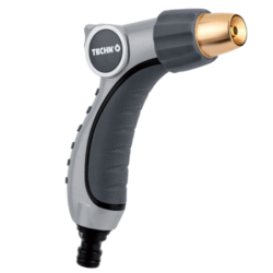 Pistolet d'arrosage jet réglable Techn'O Fitt avec régulateur de débit en métal bi-matière gris/doré