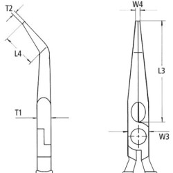 Pince à becs demi-ronds coudée à 40° Knipex - Poignées gainées plastique - Longueur 200 mm