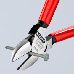 Pince coupante de côté pour fils doux et durs - Knipex - Longueur 140 mm - Poignées plastifiées