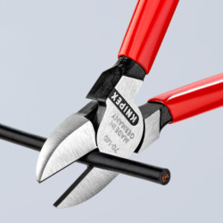 Pince coupante de côté pour fils doux et durs - Knipex - Longueur 140 mm - Poignées plastifiées