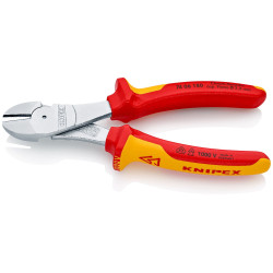 Pince coupante de côté à forte démultiplication Knipex - Poignées isolées - Longueur 180 mm