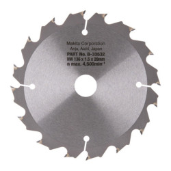 Lame carbure spéciale bois diamètre 136 mm alésage 20 mm 16 dents pour scie circulaire sur batterie