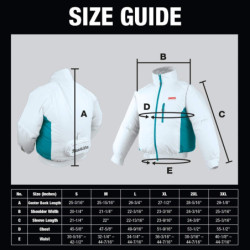 Blouson ventilé sans fil 14.4/ 18 V Li-Ion Taille 2XL Makita