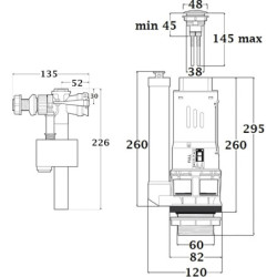 Ensemble Chasse d'Eau Robinet Flotteur + Mécanisme WC à Bouton Poussoir 3/6 Litres
