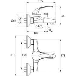 Mitigeur bain douche POLA chromé