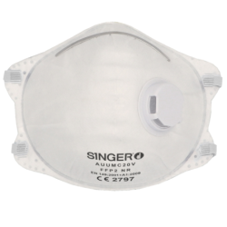 Masque anti poussière SINGER usage unique FFP2 NR D avec Valve (boîte de 10)