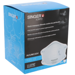 Masque anti poussière SINGER usage unique FFP2 NR D avec Valve (boîte de 10)