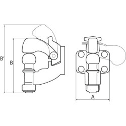Chape mixte 3.5T PTAC boule de 50 mm 4 trous entraxe de 90x50 mm