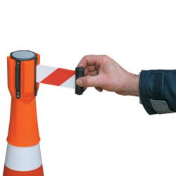 Dérouleur de ruban rouge et blanc pour cône de signalisation Sofop Taliaplast 50 mm x 3 m