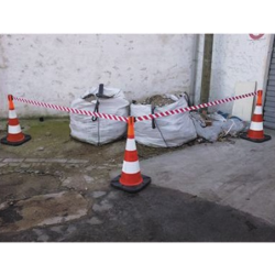Dérouleur de ruban rouge et blanc pour cône de signalisation Sofop Taliaplast 50 mm x 3 m