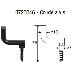 Goujon coudé à visser diamètre 10 noir