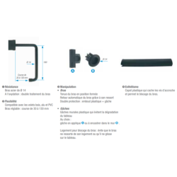 Verrouille volet double 1 vantail noir diamètre 14 mm