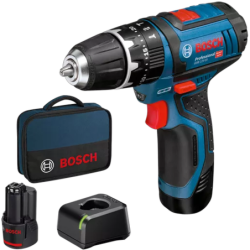 Perceuse Visseuse à Percussion Bosch GSB 12V-15 2 Batteries 12V 2,0Ah Chargeur et Sacoche