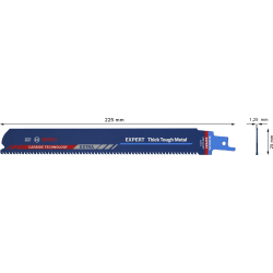 Lame de scie sabre pour métal et fonte - Expert Thick Tough Metal S 1155 CHC Bosch - 225 mm