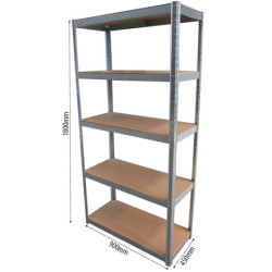 Etagère bois et acier 5 tablettes capacité 1250 Kg 900x450x1800 mm