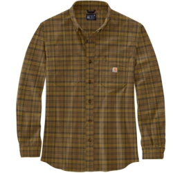 Chemise homme Plaid manches longues en flanelle Marron