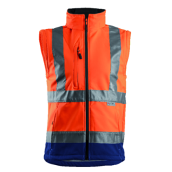 Veste haute visibilité softshell Station Coverguard orange et bleu - Manches amovibles