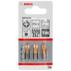 Embout de vissage Bosch Max Grip 6 pans 1/4 Phillips PH2 longueur 25 mm lot de 3