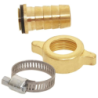Raccord robinet en laiton pour tuyau d'arrosage 2 pièces + 1 collier