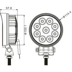 Phare de travail rond 9 LED 10/32V 27W 1800lm faisceau longue portée