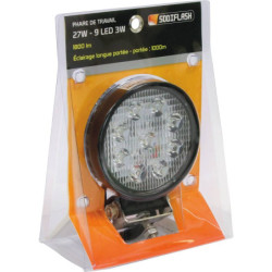 Phare de travail rond 9 LED 10/32V 27W 1800lm faisceau longue portée