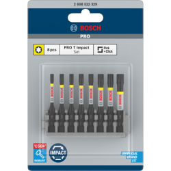Kit 8 Embouts de vissage qualité Impact T15 2xT20 2xT25 2xT30 T40 50 mm