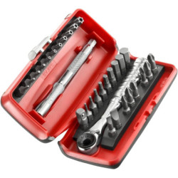 Coffret d'embout de vissage Facom 1/4 avec cliquet et accessoires - 31 pièces