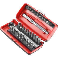 Coffret d'embout de vissage Facom 1/4 avec cliquet et accessoires - 31 pièces