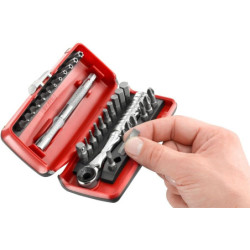 Coffret d'embout de vissage Facom 1/4 avec cliquet et accessoires - 31 pièces