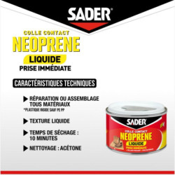 Colle contact puissante néoprène liquide Sader tous matériaux 250ml