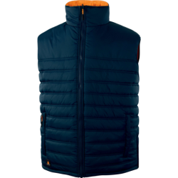 Gilet sans manches résersible orange fluo et bleu navy