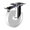 Roue en polyamide blanc chape inox avec frein diamètre 125 mm