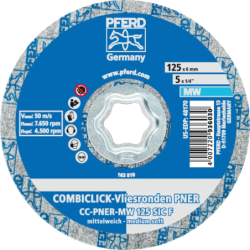 Disque unitisé non tissé Combiclick PNER diamètre 125 mm mi-tendre pour polir inox