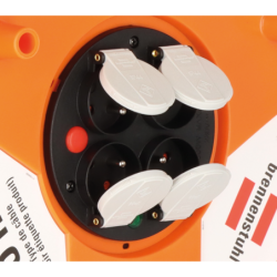 Enrouleur électrique Brennenstuhl Garant avec 4 prises à clapet IP44 câble H07RN-F 40m 3G2.5