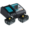 Pack Énergie 18V Li-Ion 5Ah Makita 2 batteries BL1850B et chargeur DC18RC - Carton