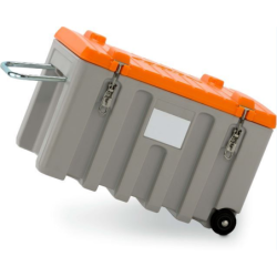 Box de chantier Cembox avec couvercle fermeture à levier et roues - 150 litres