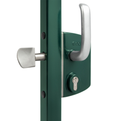 Serrure pour portail coulissant Locinox LSKZ60U2LGSZS carré 60mm avec 2 poignées alu