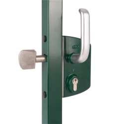 Serrure pour portail coulissant Locinox LSKZ60U2LGSZS carré 60mm avec 2 poignées alu